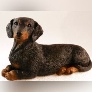 Sandicast Vintage Dachshund Dog, black and brown Figurine Made in USA